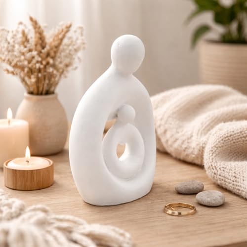 Image of CraftVatika Mother & Baby Statue Showpiece, Resin Mother Child Figurine for Home Decor, Motherhood Sculpture, Housewarming Gift, Anniversary & Shower Gift for Mom-to-Be