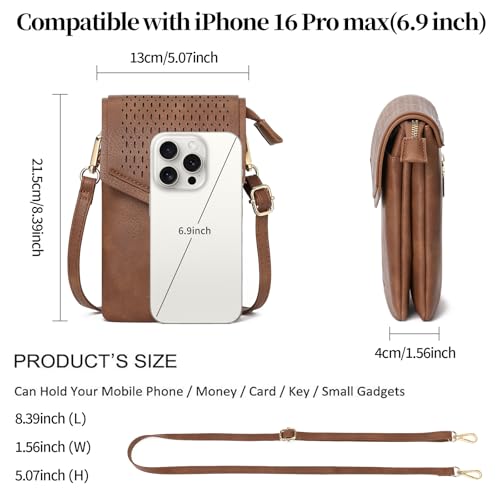 GAEKEAO Small Crossbody Bags for Women Cell Phone Purse Leather Triple Compartment Handbags Wallet Purses with Card Slots4