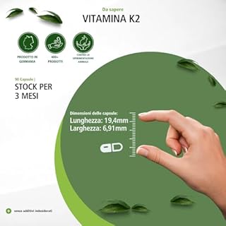 fairvital Vitamina K2 MK7-90 capsule, facili da deglutire, ALTO DOSAGGIO, 100 µg per capsula, menachinone MK-7, naturale e fermentato dal natto, VEGANO