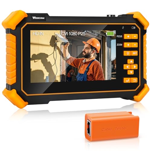 [New] WSDCAM 4-in-1 HD CCTV Tester Monitor Auto HD Coaxial Camera Tester 4K 8MP CVI/TVI/AHD/CVBS Analog Camera/UTP Cable Test 4.3in TFT-LCD Screen PTZ Control RS485 Call OSD Menu DC12V Power Output