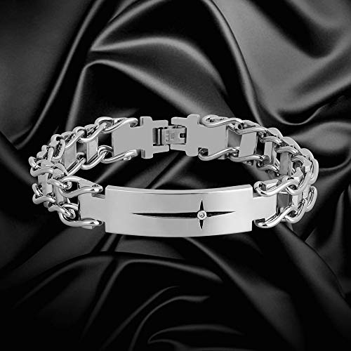Justme Jm Mens Cross Bracelet, Son Grandson Dad Husband Bracelets, Stainless Steel Link Bracelet Adjustable (Son) #TOP4