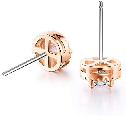 18K Gold Plated Halo Stud Earrings CZ Simulated Diamond Round Earing for Women, Rose Earrings for Man, Sparkle Allure Earrings with Size 0.39inch / 0.27inch, in Rose Gold,White Gold and Yellow Gold - Image 5