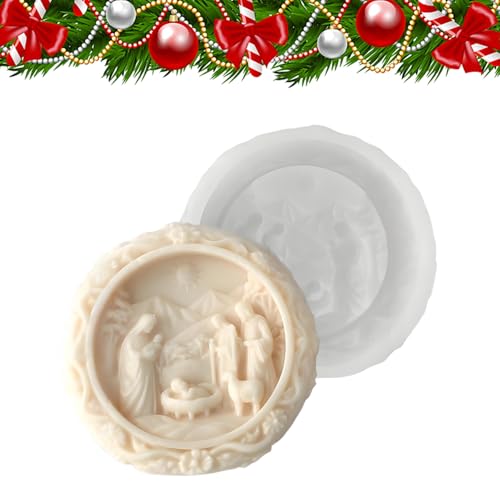 Niesel Para Belén de resina, molde de chocolate para la Natividad de Jesús, molde 3D de Navidad simple desprendimiento | Para cera resina cocción yeso pasta de azúcar vela chocolate proyectos