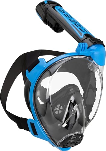 CRESSI Desde 1946   Duke Action Full Face Mask   Máscara Integral CO2 Safe, Amplio Visión y Tratamiento Antiniebla, Tubo Dry y Soporte para Action CAM   Negro/Azul   M/L   Unisex