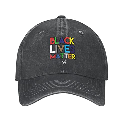 BLM Black Lives Matter Baseballkappe, niedlich, für Erwachsene, verstellbar, gewaschen, Casquette, Denim-Mütze, für Herren und Damen, Schwarz, Blm Black Lives Matter 1, Einheitsgröße