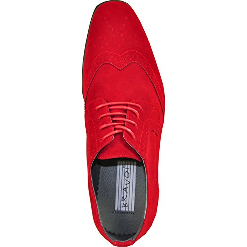 Bravo Men Dress Shoe King-3 Classic Faux Suede Oxford With Leather Lining - Wide Width Available,12 D(M) Us,Red #TOP5