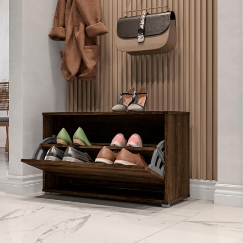 Opiniones de Zapateras de madera para closet comprados en linea. 47 MOBI Zapatera para Closet de Madera Tunja - Almacenamiento para 4 Pares de Zapatos - 1 Espacio Color Tabaco - Largo 75cm x Alto 45cm – Organizador