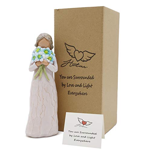 Guardian Angel Figurine, Forget Me Not - Hand Carved Praying Angel Sculpture, Encouragement Present, Home Decoration Gift to Show Love, Sympathy, Gratitude, Bereavement, Friendship or Prayer