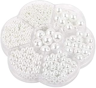1150Pcs Round Pearls Beads,White Mixed Imitation Pearls Luster Glossy Polished Loose Beads for Wedding Party Decoration Jewelry Craft Making(3/4/5/6/8/10/12mm)