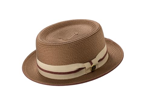 MONTIQUE Mens OG Pork Pie Hat | Stylish & Elegant Classic Design Pork Pie Hats for Modern Touch | H-92 (US Alpha X-Large Cappuccino)