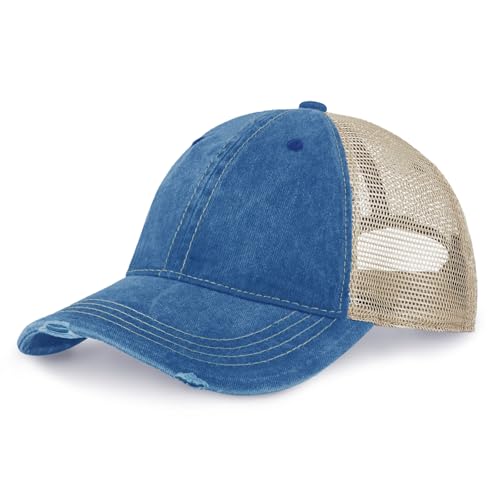 Image of CHOK.LIDS Washed Trucker Hat Unstructured Distressed Pigment Dyed Cap | Vintage washed cotton, unstructured low profile, breathable mesh back, adjustable outdoor headwear