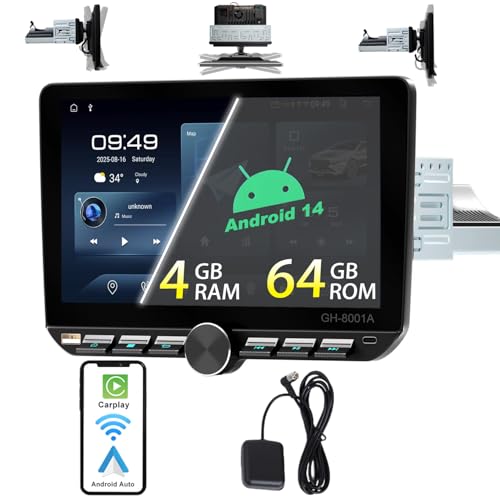 Alondy 1 DIN Android 14 (4G+64G) Autoradio avec écran (10,1