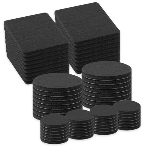 56 Pcs Furniture Felt Pads, Self Adhesive Furniture Pads for Hardwood Floors, Non Slip Furnitures Pad Protecting from Nicks, Dents and Scratches（Black）