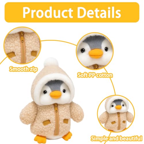 PDirat Pinguin Kuscheltier mit verkleidbarem Hut, 30cm Größe, Weiches Kuschelgut, Ideal Als Schlafbegleiter Und Innenraumdekoration