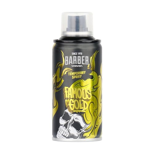 BARBER MARMARA Friseur Color Haarspray Famous Gold - 150ml - Haar Farb-spray zum Verkleiden & Schminken für Karneval, Fasching, Halloween & Motto-Party - Haarfarbe Auswaschbar - Color Hair Spray