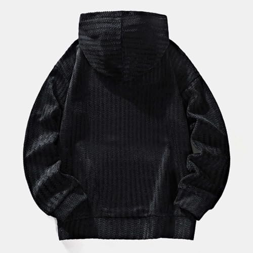 Men Striped Sweatshirt Long Sleeve Pullover Hoodie Trendy Loose Fit Casual Streetwear Hooded Top with Pocket3