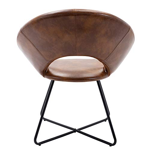 Duhome Modern Pu Leather Accent Chairs Dining Chairs Arm Chair For Living Room Furniture Mid-Century Leisure Lounge Chairs With Black Metal Legs Industrial 1 Pcs Yellowish-Brown #TOP5