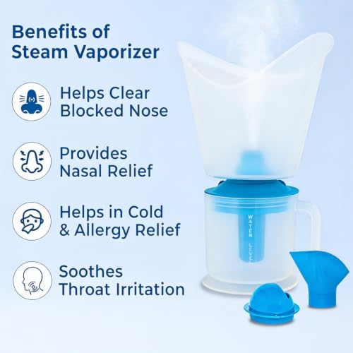 Image of Dr. Odin OSV 101 Single Layer Steamer Vaporizer for Cold, Cough, Face Steam, Steam Inhaler and Steamer Helps in Breathing Disorders (White & Blue)