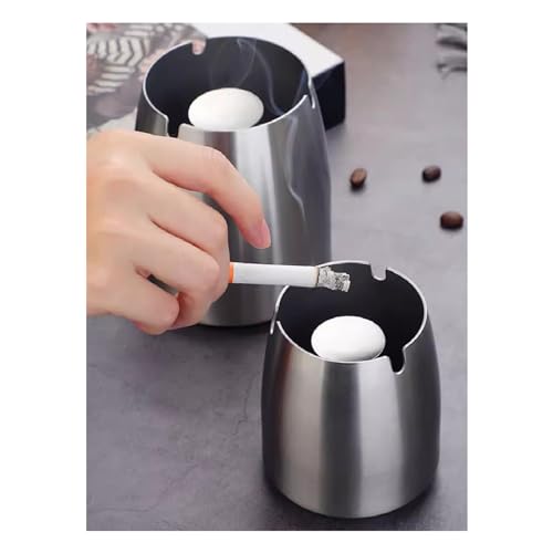 Posacenere da esterno, in acciaio inox, antivento, grande portacenere da tavolo in metallo, per fumatori, design interno ed esterno senza coperchio
