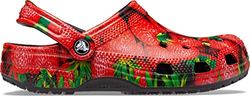 Image of Crocs Unisex-Adult Classic Seasonal Print Clogs, Red /Black, 14 Men /16 Women