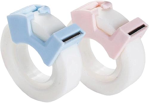 Juego de 2 cintas invisibles de 0.5 pulgadas con cortador de cinta reutilizable para escuela, oficina, almacén, suministros para el hogar, rollos de