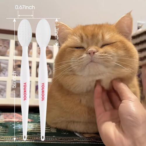 Image of 2PCS Pet Black Seed Brush for Cat Chin Acne & Blackhead Removal | Silicone Double-sided Grooming Brush for Acne Treatment | Acne Removing Tool|Cat Grooming Essentials,White
