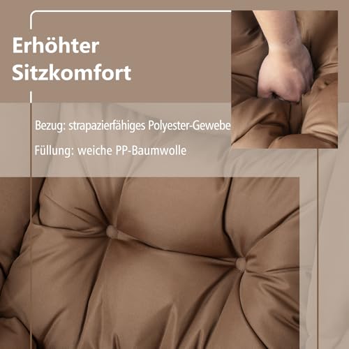 GOPLUS Relaxsessel mit Fußhocker, Sofasessel mit Metallrahmen bis 150 kg, Loungesessel mit Kopfkissen & Rutschfester Füße, Fernsehsessel TV-Sessel für Schlafzimmer, Wohnzimmer & Büro (Braun) – Bild 5