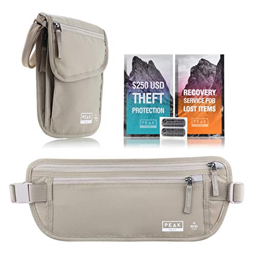 Travel Companion Combo - Hidden Travel Money Belt + Neck Wallet (...