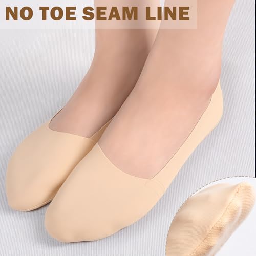 Image of Sofier No Show Socks Womens, Non Slip Low Cut 6 Pairs Thin Silky Dress Footies Liner Invisible Socks Flats Loafers Sneakers