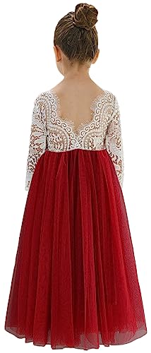 Image of 2Bunnies Girl Peony Lace Back A-Line Straight Tutu Tulle Party Flower Girl Dress