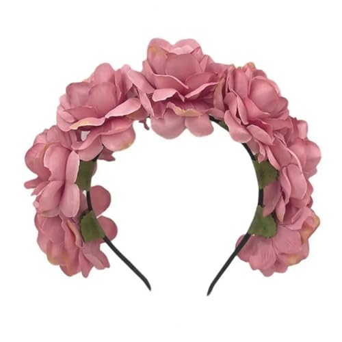 Bandeau floral couronne de fausse fleur rose accessoire pour festival bohème