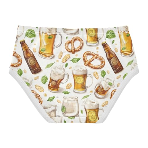ZZKKO Beer Pretzel and Green Leaf Girls Underwear Toddler Panties for Girls Comfort Brief Size 2T-8Y2