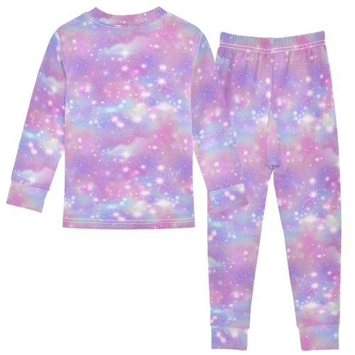 ALAZA Purple Sky Starry Galaxy Nebula Pajamas Long Sleeve Sleepwear 2-Piece Pajama Set2