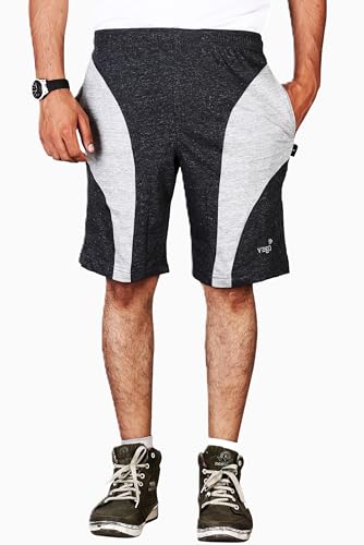 Image of VEGO Mens Black Cotton Shorts, Bermuda, Half Pant
