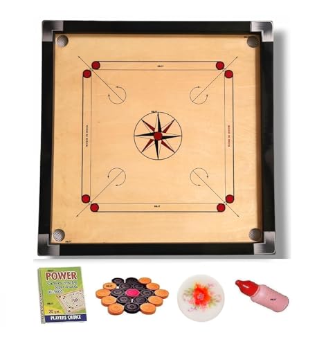 Image of Superior Matte Finish Practice Carrom Board for Serious Professional Practice with Coins Striker and Powder Beige(26 INCH AD-1)