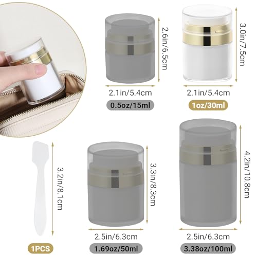 Image of Segbeauty 1oz Airless Bottles Travel, 30ml Airless Pump Jars Refillable Travel Bottles Empty Makeup Containers Lotion Dispenser, Pack of 3 Gold Vacuum Bottle for Lotion Moisturizer Creams