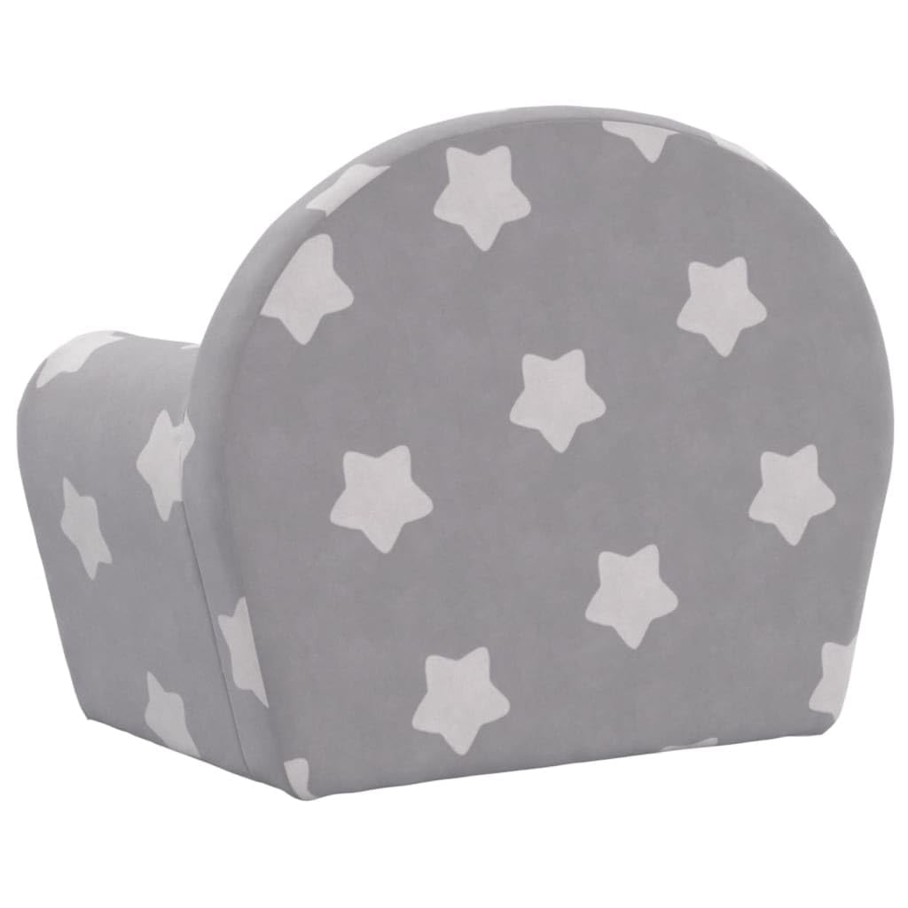 vidaXL Canapé pour Enfants, Siège avec Accoudoirs pour Tout-Petits, Fauteuil avec Dossier pour Enfants, Gris Clair avec Étoiles Peluche Douce
