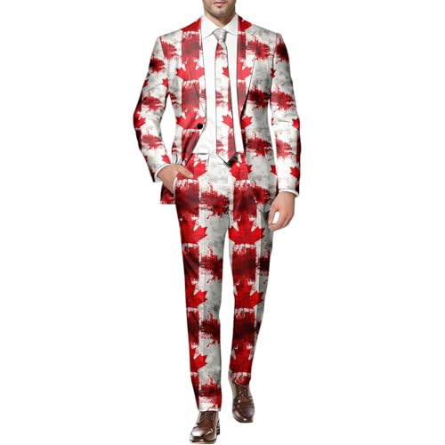 Costume Deux pièces pour Homme Veste et Pantalon élégant pour soirée Mariage ou Tenue décontractée léger et Respirant (Watermelon Red, XL)