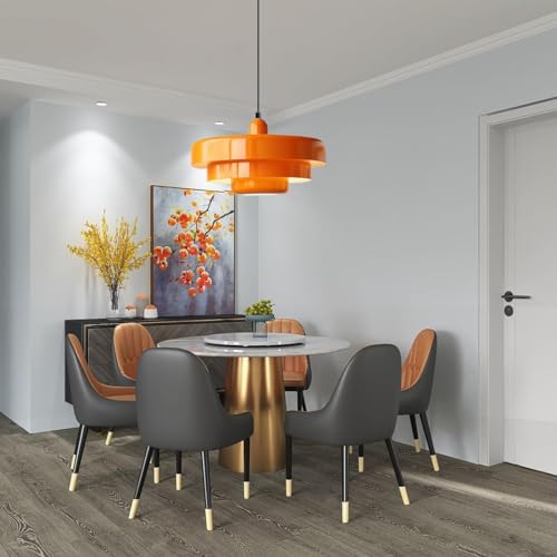 Image of Set of 2 Orange Pendant Lights, Nordic Flush Mount Mid Century Modern Chandeliers for Kitchen Island, Dining Room, Pantry, Farmhouse Ceiling