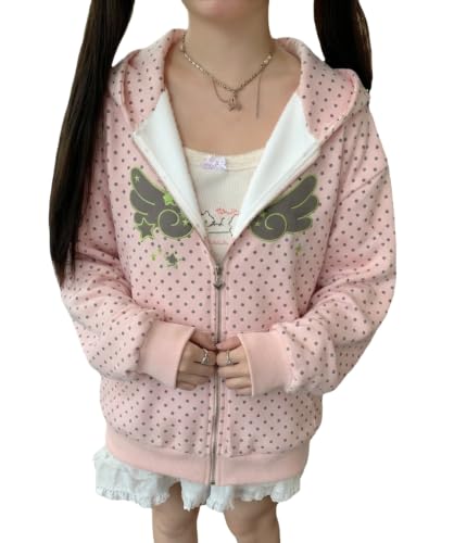 Image of Pokn Y2K Zip Up Hoodie Jojifuku Cutecore Kawaii Hoodie Clothes Women Long Sleeves Tops Graphic Cutecore Shoujo Clothes