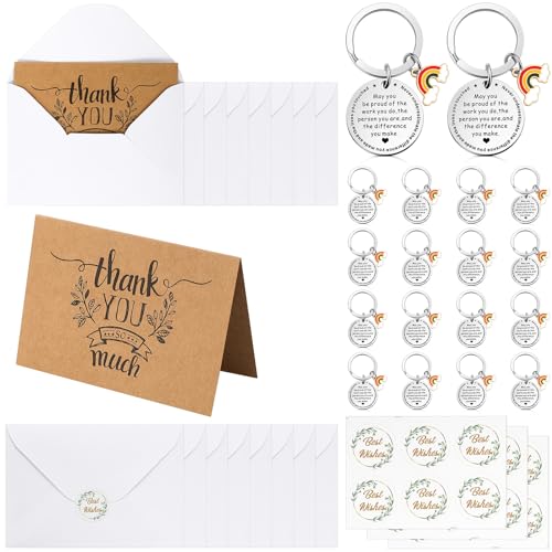 Tenare Dankeschön Geschenk-Set – 48-teilig Mit Karten, Schlüsselanhängern & Aufklebern Für Mitarbeiter, Lehrer & Kollegen