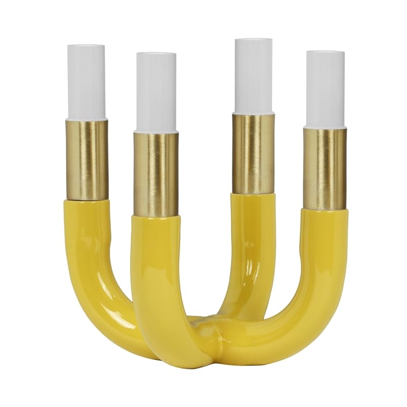 Maklaine Modern Contemporary Mustard Yellow Aluminium Candelabra