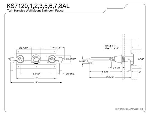 Kingston KS7127AL Wall Mount Bathroom Faucet, Brushed Brass by Kingston Brass - Used condition - Image 5