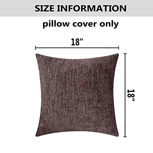 Home Brilliant Decorative Pillowcases Striped Chenille Velvet Plush Square Throw Pillow Cover Sofa Cushion Covers For Couch, Set Of 2, 18X18 Inch (45Cm), Brown #TOP4