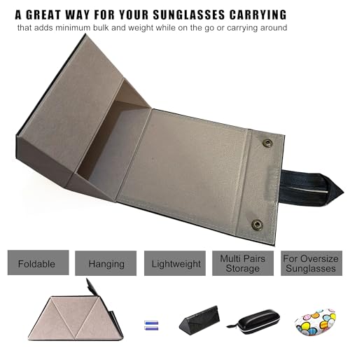 Longjet Sunglasses Organizer Travel Glasses Case Multiple Pairs Eyeglasses Storage Box Hanging Eyewear Holder (Black, 3 Slot) - Thumbnail 2