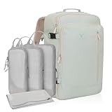 Hynes Eagle Carry on Backpack 38L Large Travel Backpack Women Flight Approved Weekender Bag Men Laptop Bag 15 inches Mint Green with Compression Packing Cubes Set 4PCS Light Grey