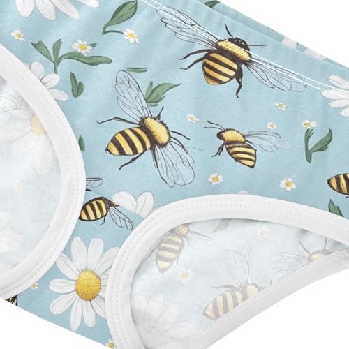 Wusikd Bees Daisies Girls' Underwear Cotton Blue Girls Briefs Soft Toddler Underwear 2T4