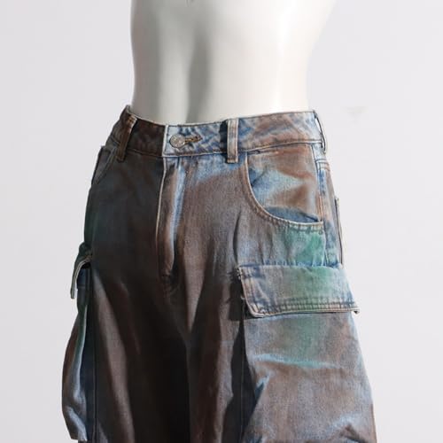 Y2K Baggy Cargo Pants Women - High-Waisted Loose Joggers with Pockets, Denim Heavyweight Streetwear4