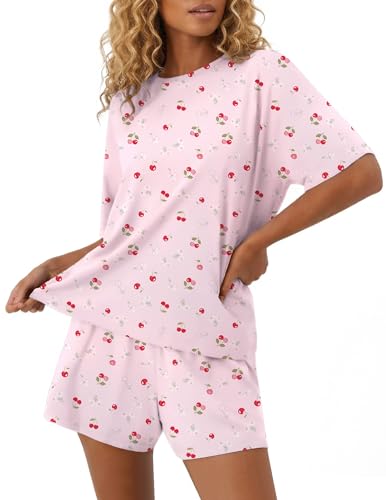Ekouaer Pajama for Women Viscose from Bamboo 2 piece Lightweight Summer Pj Soft Short Sleeve Matching Lounge sets with Pocket