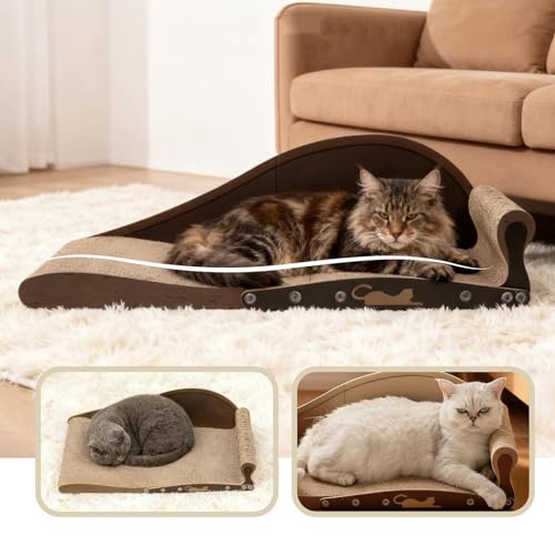 Lit à gratter pour chat ondulé - Structure ergonomique pour chaton